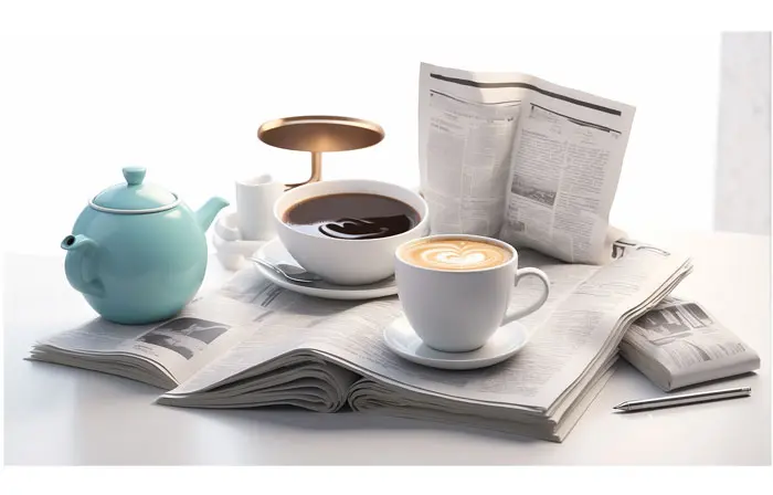 Coffee Cup on Newspapers 3d Illustration